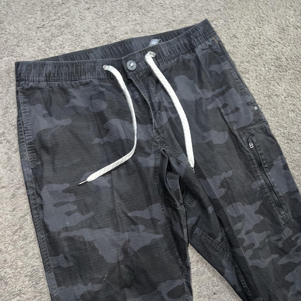 Vuori Ripstop Climber Pants Gray Camo Stretch Pockets Outdoor Casual Large